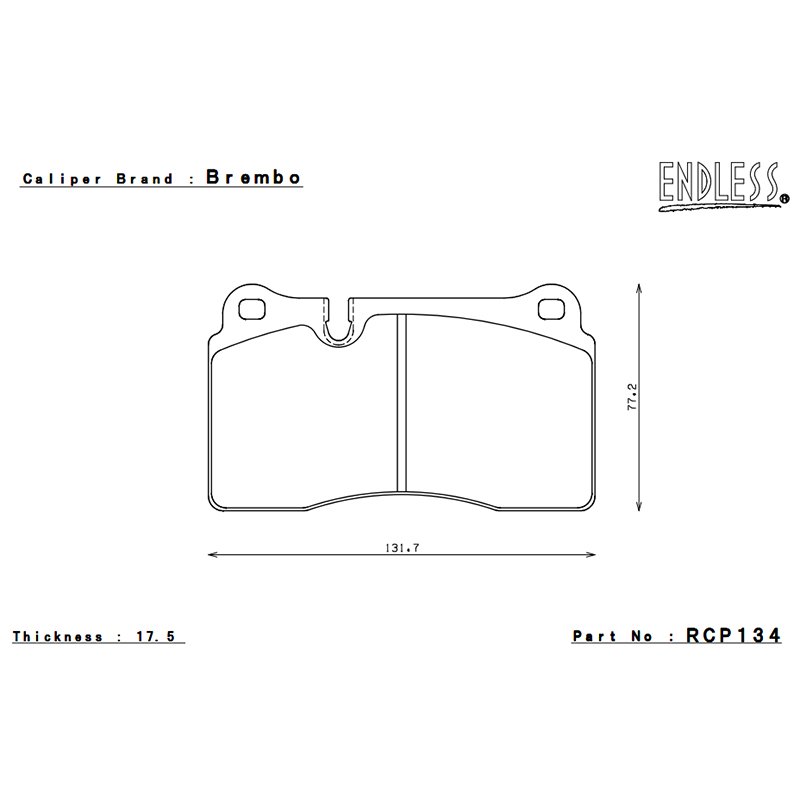 Endless RCP134 brake pads for ceramic discs compound W008 Nissan GT-R R35,  Audi R8, BMW M4 F82 (rear)