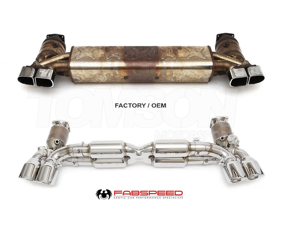 Układ wydechowy Fabspeed Motorsport Valvetronic Supersport X-Pipe ze sportowymi katalizatorami i zaworami Porsche 911 Turbo/Turbo S (991.2) (polerowane końcówki)