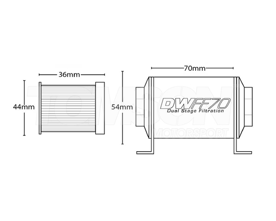 Deatshwerks 8-03-070-010K-8 FF70 billet fuel filter inline mount 1000+ LPH 10 microns (AN-8)