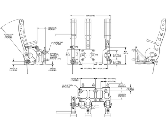 Wilwood 340-12411 Floor Mounted Pedal Box with Throttle Link