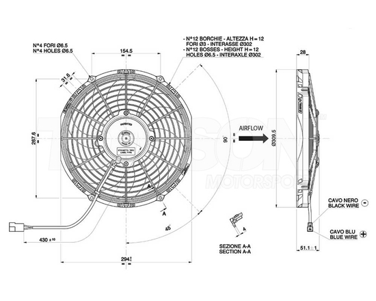 Spal VA09-AP12/C-54A pull type electric fan 280 mm
