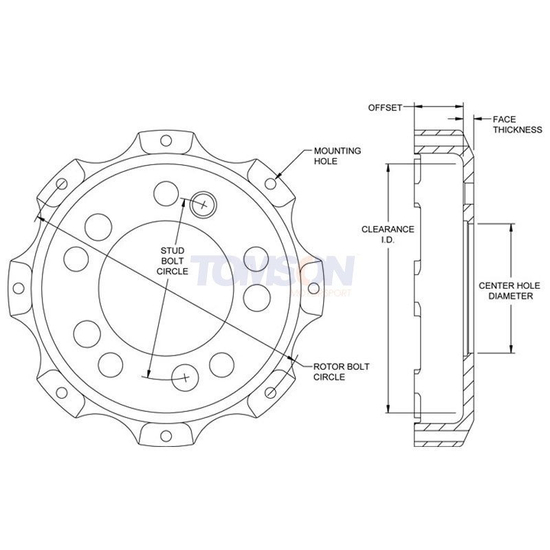 Wilwood 170-11902 rotor hat (mounting bell) Drag Hat Shallow Offset 8x7.00" 4x108
