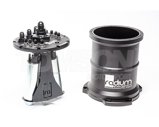 Radium Engineering 20-0443-00 MPFST Multi-Pump Fuel Surge Tank for 1 or 2 brushless Ti Automotive (Walbro) E5LM E85 fuel pumps (no pumps included)
