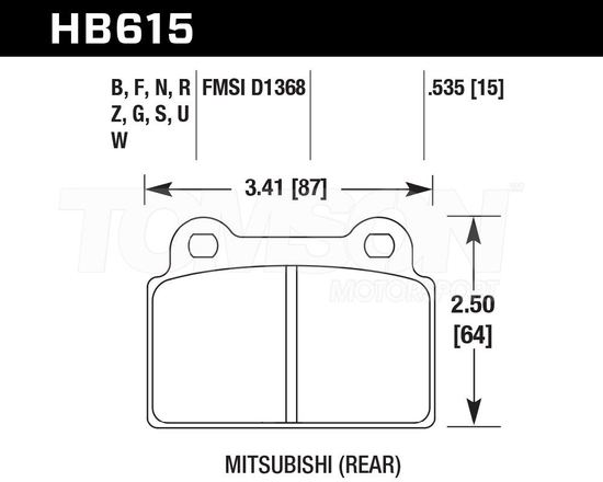 Hawk Performance HB615B.535 HPS 5.0 brake pads Mitsubishi Lancer Evolution Evo X (rear)