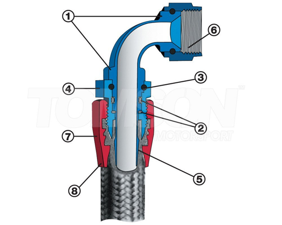 Fragola 104610-BL 3000 series AN-10 45° forged low profile hose end (black)