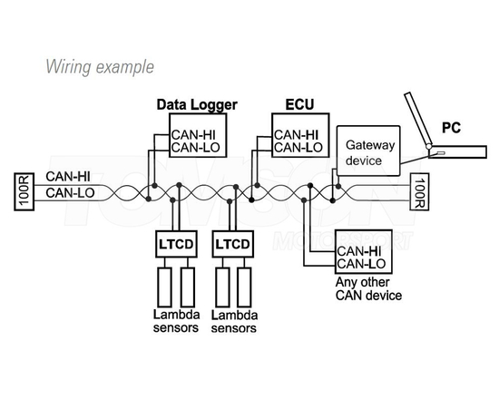 Motec 61301 LTCD module to connect two Bosch LSU 4.9 lambda sensors to CAN (short loom)