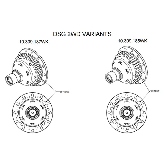 Wavetrac 10.309.187WK LSD Audi A3, TT, VW Golf V, VI, VII with 02E DSG gearbox 2WD 25T