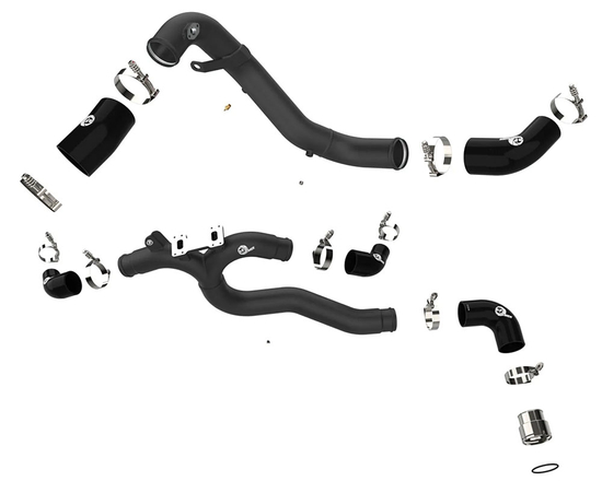 Komplet orurowania intercoolera AFE Power 46-20504-B BladeRunner (Aluminum Hot and Cold Charge Pipe) strona gorąca i zimna Kia Stinger GT 3.3 V6 (Lambda II RS T-GDi, G6DP) (czarne)