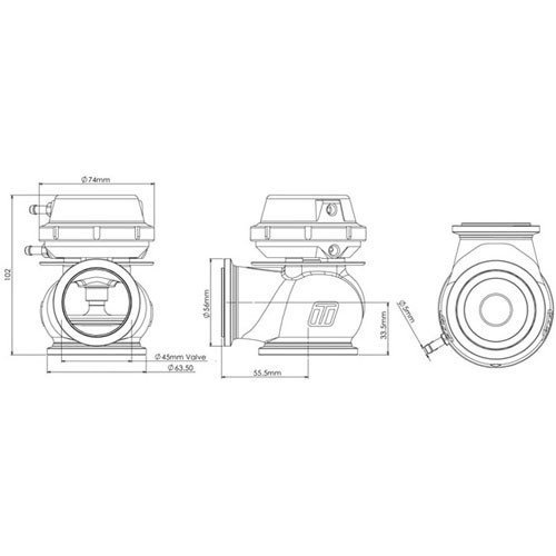Zawór upustowy spalin (wastegate) Turbosmart Hyper-Gate 45 mm 7psi Czarny
