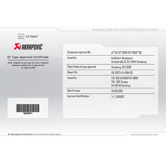 Akrapovic Cat back Exhaust Evolution S-BME90/91/335 BMW 335i E90, E91