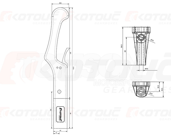 Kotouč Gearboxes carbon fiber shift lever with built-in tension / compression gear shift sensor