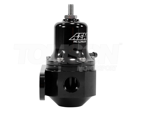 AEM 25-305BK High Capacity universal adjustable fuel pressure regulator inlet 2x AN-6 ORB, return 1x AN-6 ORB (2.76 bar - 8.97 bar)