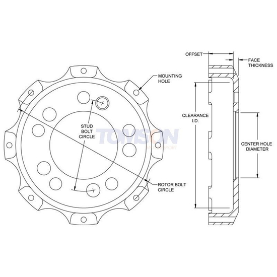 Wilwood 170-11902 rotor hat (mounting bell) Drag Hat Shallow Offset 8x7.00" 4x100