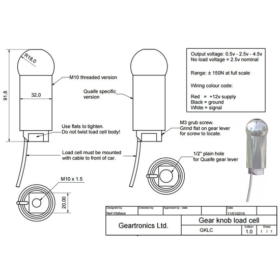 Geartronics gear knob load cell sensor (cut off)