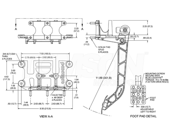 Wilwood 340-11299 reverse swing mount brake and clutch pedal