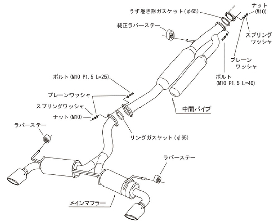 Układ wydechowy catback HKS 31019-AT114 Hi-Power SPEC-L II Toyota GR Yaris (Gen 1) (GXPA16) 1.6 G16E-GTS