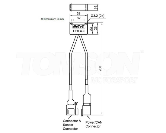 Motec 61300 Bosch LSU 4.9 lambda to CAN (LTC) modules monitor (short loom)