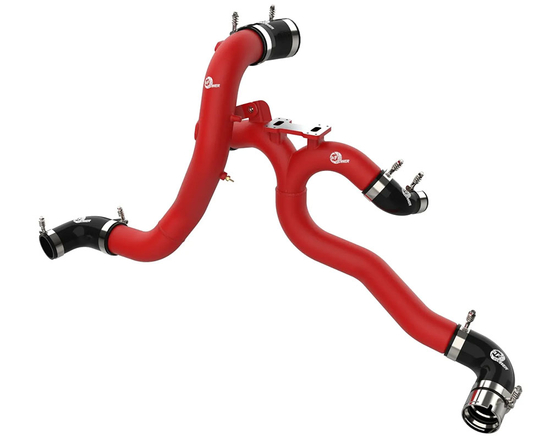 Komplet orurowania intercoolera AFE Power 46-20504-R BladeRunner (Aluminum Hot and Cold Charge Pipe) strona gorąca i zimna Kia Stinger GT 3.3 V6 (Lambda II RS T-GDi, G6DP) (czerwone)