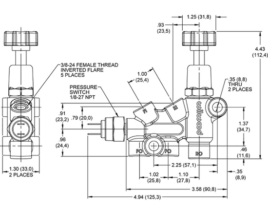 Wilwood 260-11179 knob style combination proportioning valve