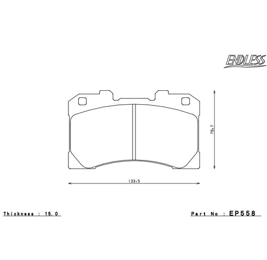 Endless EP558-N39S compound N39S brake pads Toyota GR Yaris (Gen 1, Gen 2) (GXPA16), GR Corolla (GZEA14) 1.6 G16E-GTS (front)