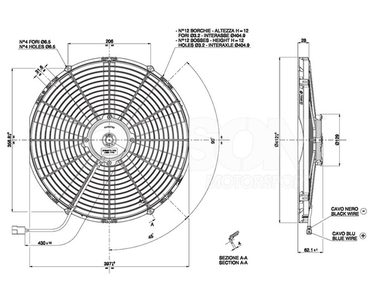 Spal VA18-AP51/C-41S push type electric fan 385 mm
