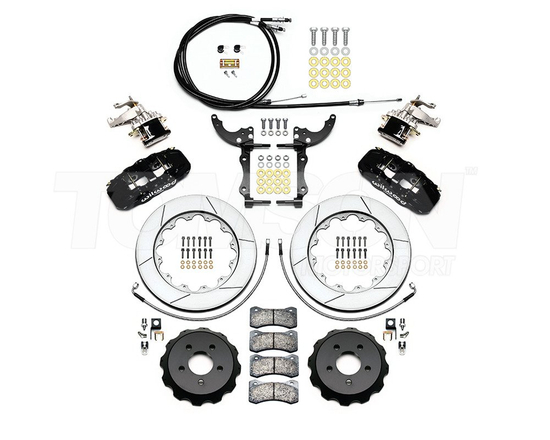 Zestaw hamulcowy Wilwood 140-13888 AERO4-MC4 Big Brake Kit z zaciskami hamulca postojowego Ford Mustang GT 2015-2019 356 mm (tył)