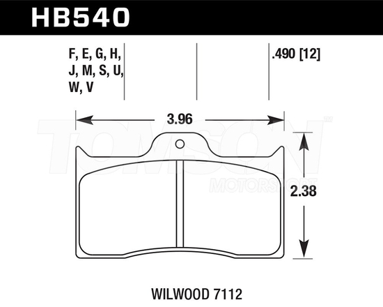 Hawk Performance HB540G.490 DTC-60 brake pads for Wilwood calipers (7112)