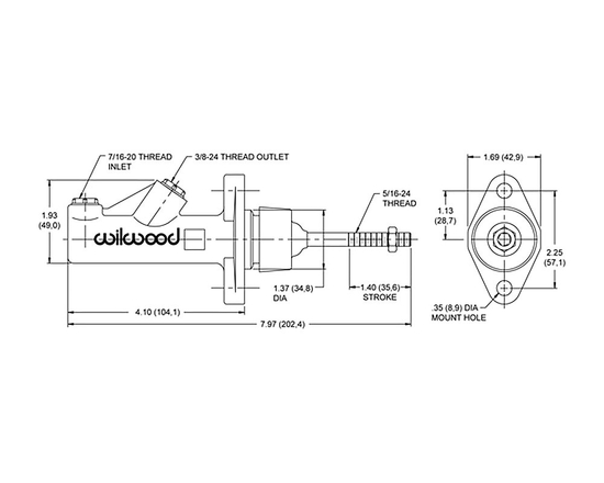 Wilwood 260-6087 compact master cylinder 0.625"