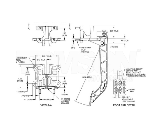 Wilwood 340-13837 reverse swing mount brake pedal