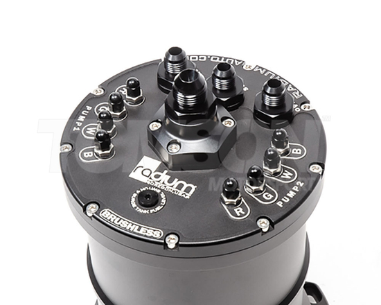 Radium Engineering 20-0443-00 MPFST Multi-Pump Fuel Surge Tank for 1 or 2 brushless Ti Automotive (Walbro) E5LM E85 fuel pumps (no pumps included)
