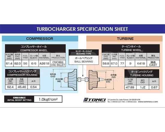 Zestaw turbosprężarki (turbo kit) Tomei TB403A-TY04A ARMS BX-Series BX8280 Toyota Supra MK3 (JZA70), Soarer, Chaser 1JZ-GTE (450 KM)