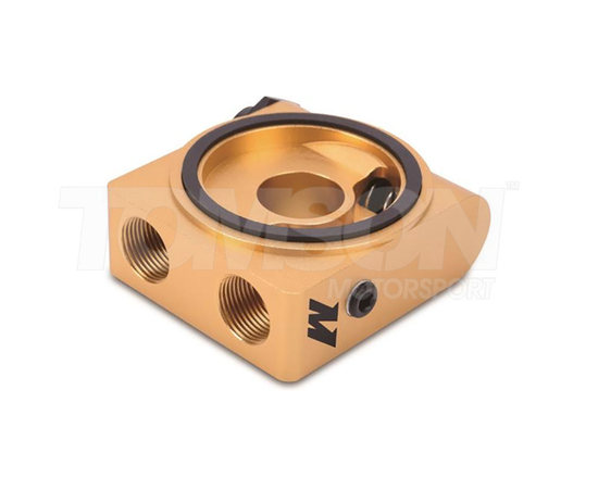 Mishimoto MMOP-SPTR oil sandwich plate with eear-mounted thermostat with two 1/8 NPT ports