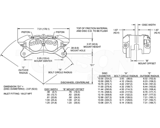 Wilwood 120-9704 Dynapro Lug Mount 4-pot brake caliper 0.52"/13.06" (black)