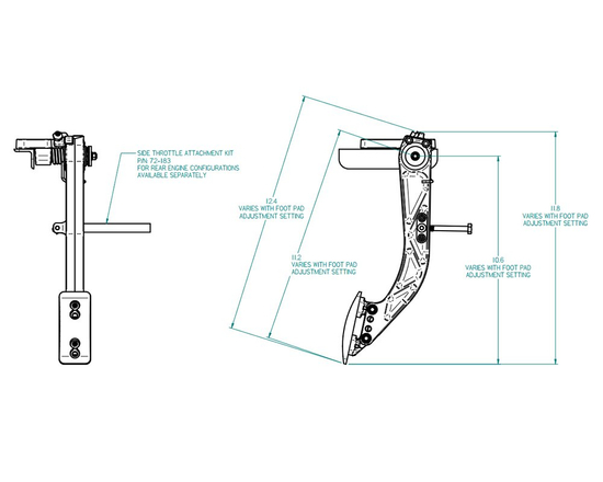 Tilton 72-615 600-Series Overhung-Mount Aluminum Throttle Pedal