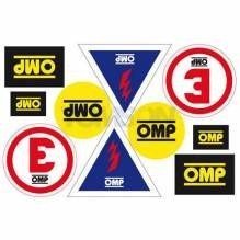 OMP X/846 Sticker sheet with tow hooks, extinguisher and master switch stickers.