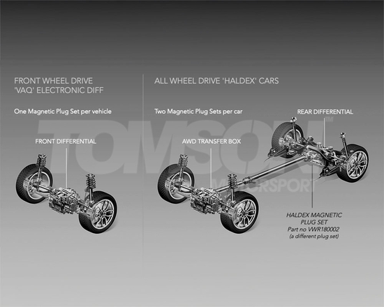Zestaw korków magnetycznych Racingline VWR180002 do sprzęgła Haldex VW, Audi, Seat, Skoda, Cupra (MQB, MQB Evo)