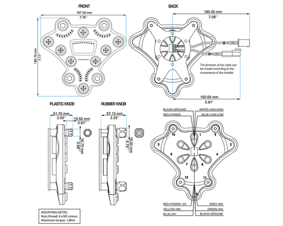 Klawiatura (panel) CAN MaxxECU 2004 12-przyciskowa multi color LED (RGB)