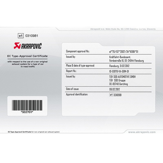 Akrapovic Slip-on M-NIZ34H exhaust system Nissan 370Z