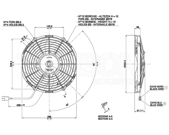 Spal VA11-AP7/C-57S push type electric fan 255 mm