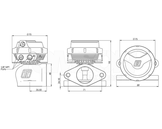 Zawór upustowy spalin (wastegate) Turbosmart TS-0551-1013 Ultra-Gate 38 mm GenV WG38 14 psi (fioletowy)