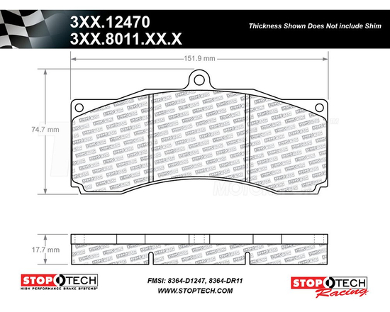 Klocki hamulcowe Stoptech 309.12470 mieszanka Sport do zacisków Stoptech ST-60/STR-60, Alcon, AP Racing, D2 Racing, K-Sport