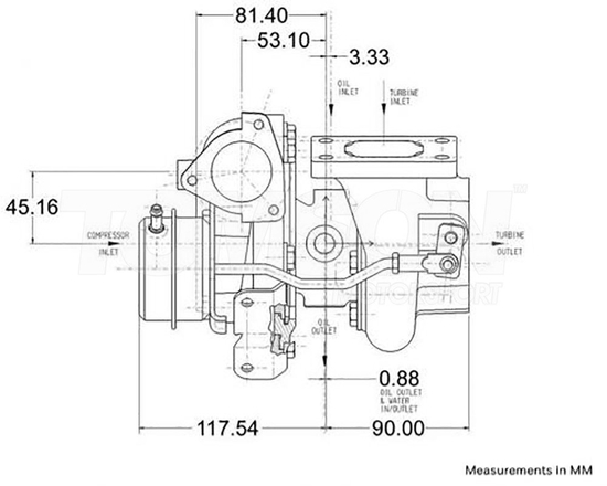 Garrett 836023-5004S GT2560R T25 A/R 0.64 WG turbocharger