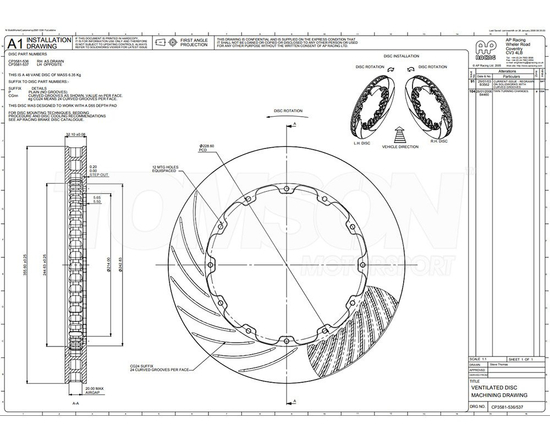 AP Racing CP3581-536G8 grooved G8 brake disc 356x32 mm (right)