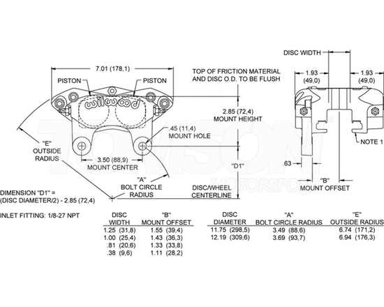 Wilwood 120-14331 Forged Narrow Dynalite 4-pot brake caliper 0.81"/12.72" (grey)