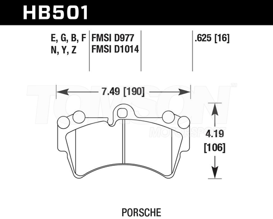 Klocki hamulcowe Hawk Performance HB501Z.625 Performance Ceramic (PC) Porsche Cayenne, Cayenne S, Cayenne Turbo 2003-2009, VW Touareg (7L) (przód)