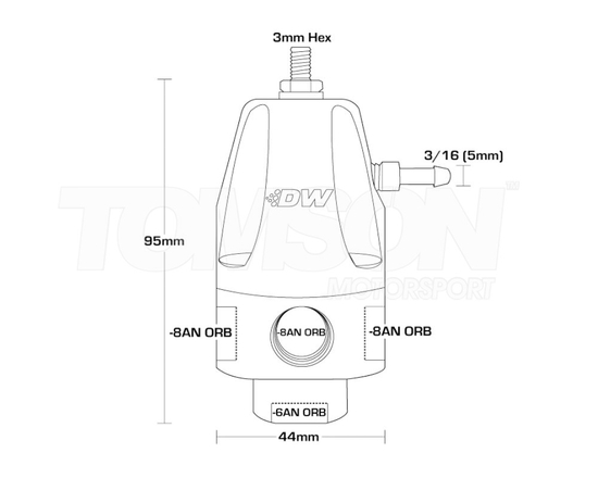 Uniwersalny regulator ciśnienia paliwa Deatschwerks 6-1000-FRB DWR1000 wlot 4x AN-8 ORB, powrót 1x AN-6 ORB (2.07 bar - 8.28 bar)