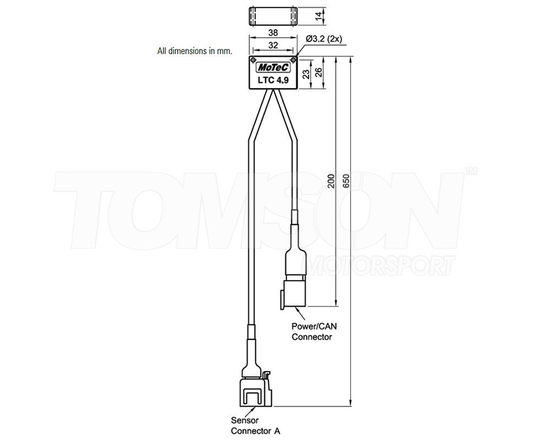 Adapter Motec 61300L LTC do podłączenia sondy szerokopasmowej Bosch LSU 4.9 do magistrali CAN (długa wiązka)