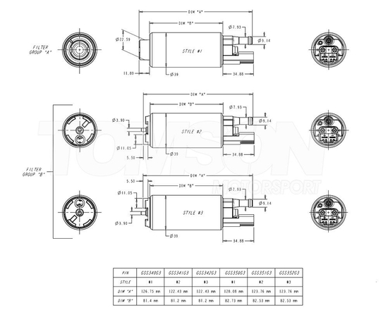 Pompa paliwa Walbro GSS341 G3 255 LPH Hi Press