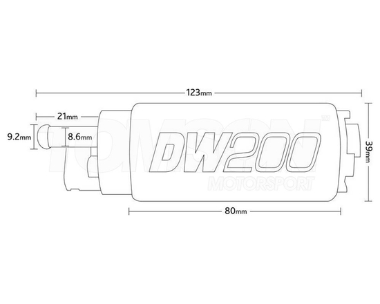 DeatschWerks 9-201-0847 DW200 Series in-tank fuel pump (255 LPH) Mitsubishi Lancer Evo VIII, IX, Eclipse AWD 2.0 Turbo 1995-1998