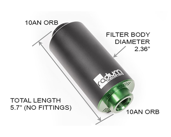 Radium Engineering 20-0220-04 high flow fuel filter 100 microns (AN-10/ORB-10)